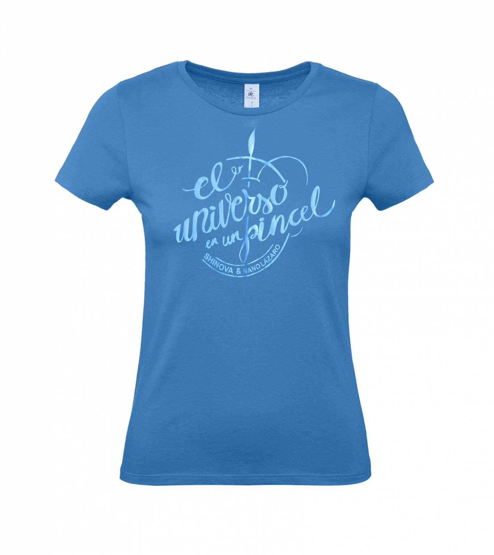 Camiseta universo en un pincel azul mujer